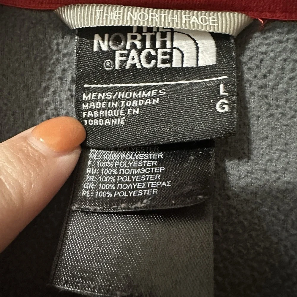 The North Face Gray Red Logo Men's Size Large 1/4‎ Zip Fleece Pullover